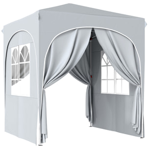 Tonnelle barnum pliable pop-up 2 x 2 m hauteur réglable gris clair