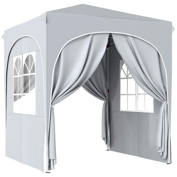 Tonnelle barnum pliable pop-up 2 x 2 m hauteur réglable gris clair