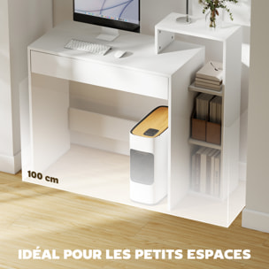 Bureau compact multi-rangement 100 x 40 x 90 cm blanc