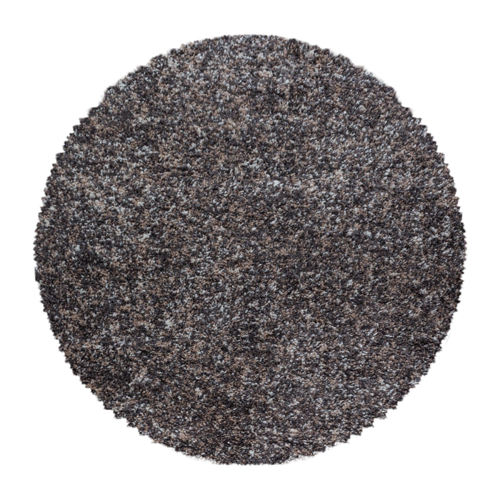 ENJOY - Tapis shaggy rond à poils longs taupe