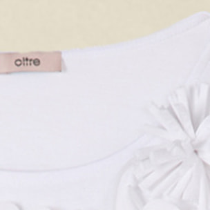 Oltre - Top de algodón con aplicaciones florales - Blanco