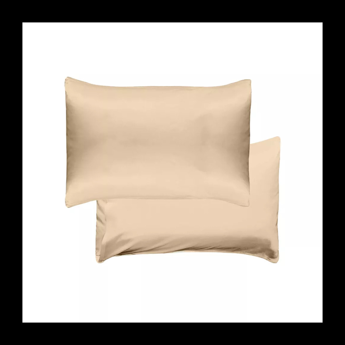 Taie d'oreiller soie uni beige Jouvence champagne