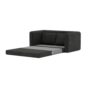 Marilia - Canapé 2 places convertible déplimousse en velours texturé - Gris foncé