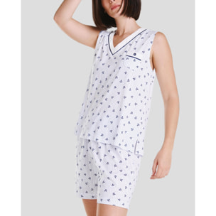 Pijama corto mujer anclas sin mangas fresco