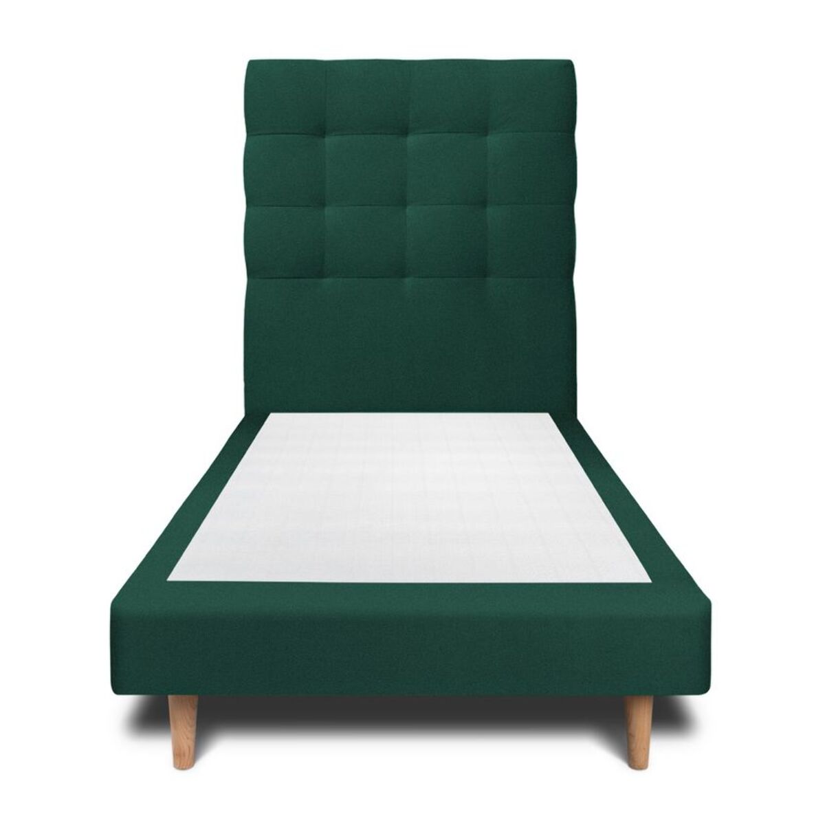 Lit avec tête de lit capitonnée velours et sommier tapissier Ep14