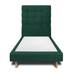Lit avec tête de lit capitonnée velours et sommier tapissier Ep14
