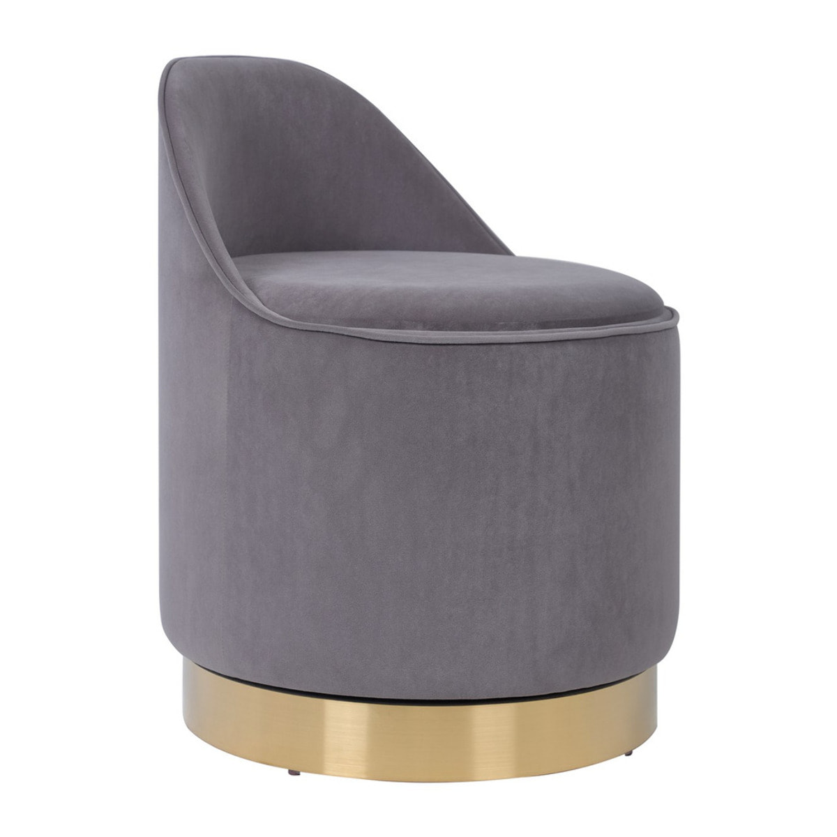 Pouf Girevole Viktor in Velluto Grigio con Vano Contenitore