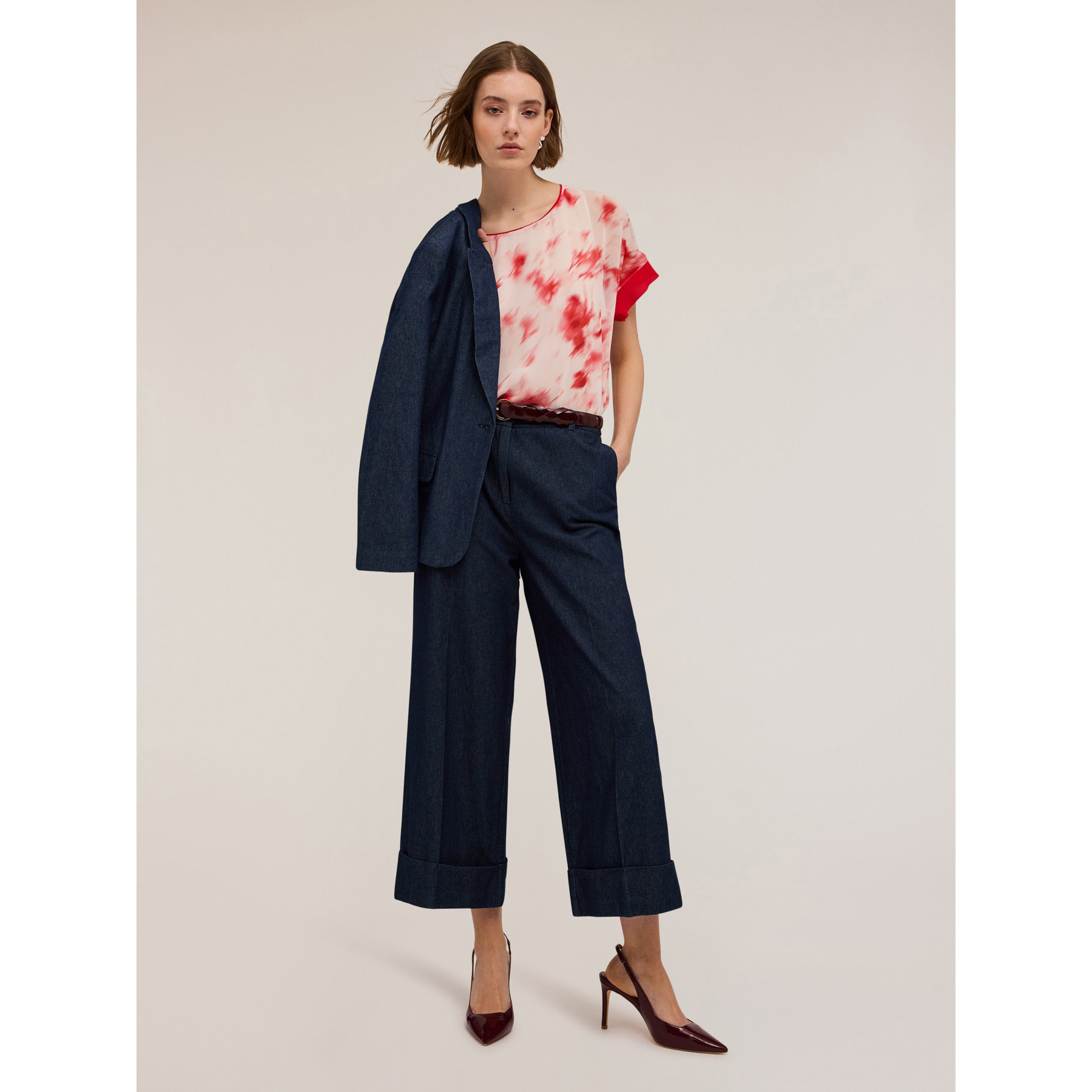 Motivi - Blusa de georgette con estampado chiné - Rojo