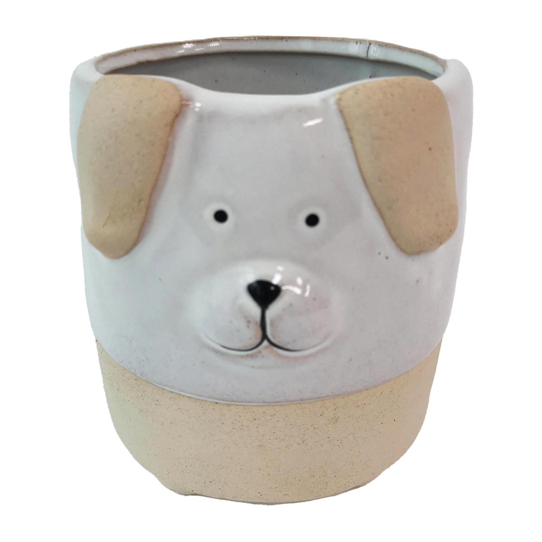 Vaso Muso Cane diametro 12X altezza 12 Cm - Pezzi 4 - 12X12X11cm - Colore: Beige - Bianchi Dino - Decori Casa E Complementi