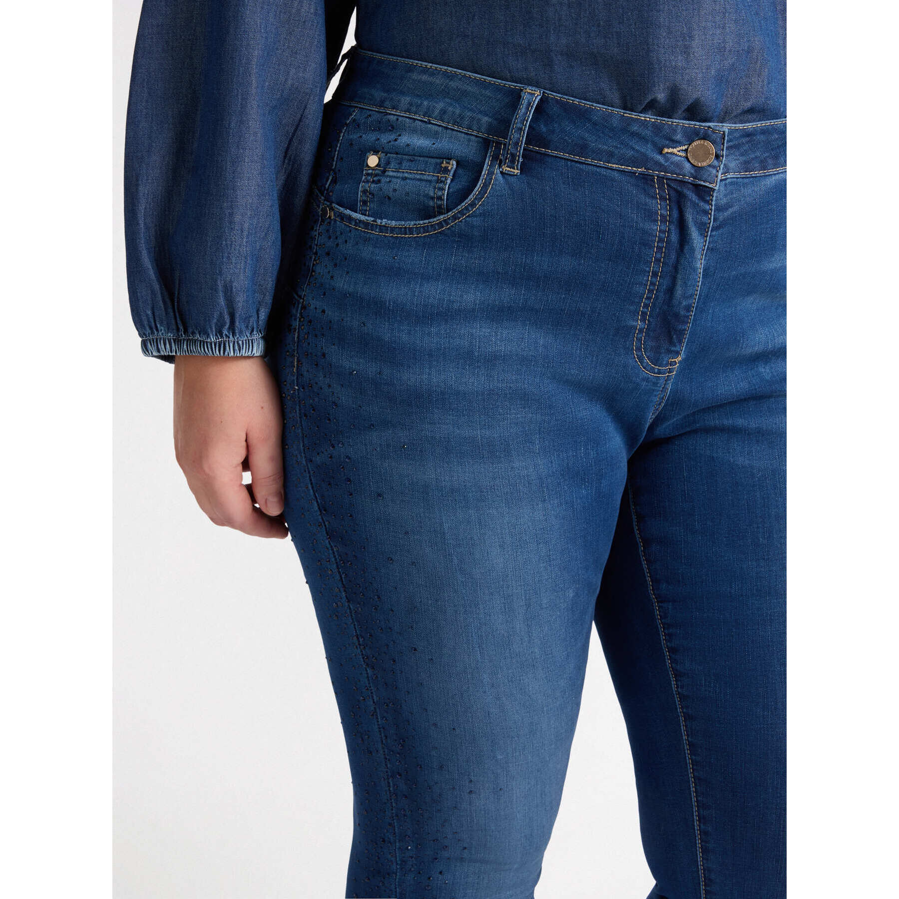 Fiorella Rubino - Jeans skinny con strass - Blu