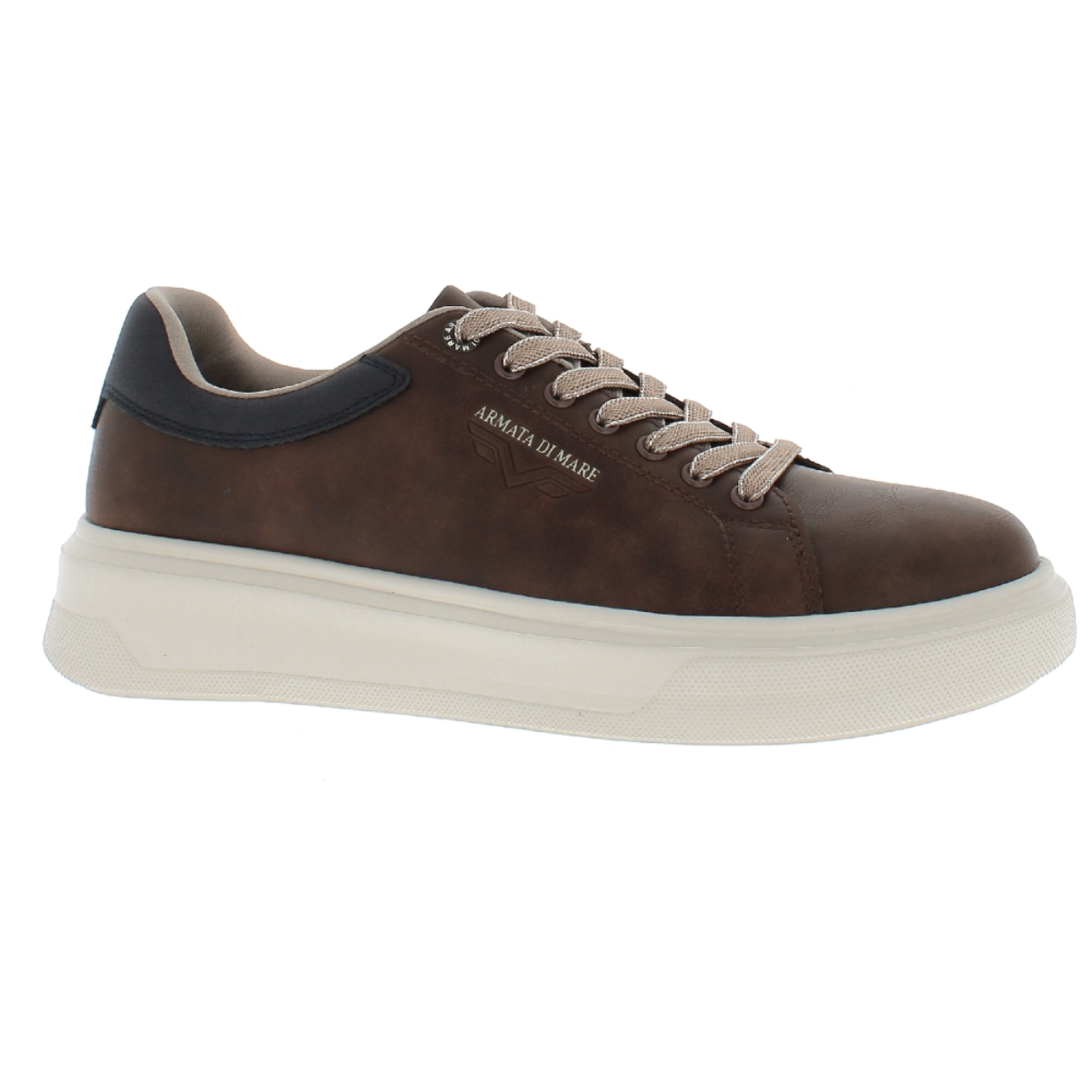 Armata di Mare Scarpe Uomo Court Maxi Sneakers Casual con Soletta Rimovibile in Memory Foam AMU W24M609 Cognac
