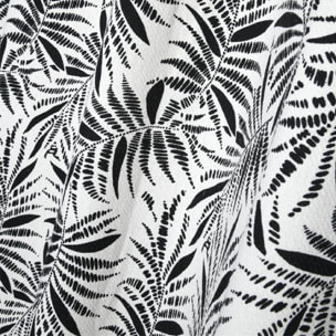Rideau à oeillets imprimé feuillage tropical en coton - Ecru