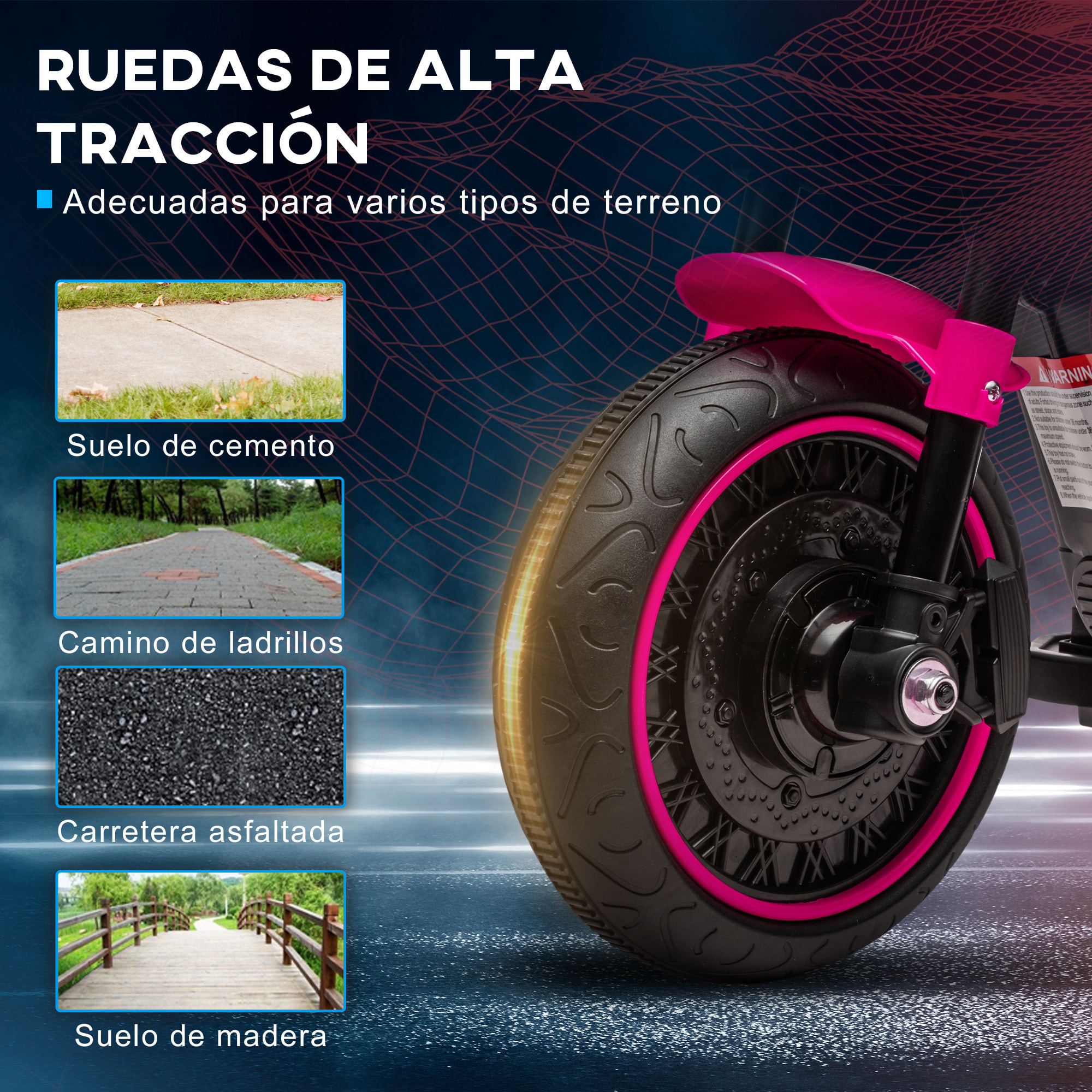 Moto Eléctrica para Niños de 18-36 Meses, Moto Eléctrica Infantil con Batería 6V, Faro y Ruedas Auxiliares Desmontables, Carga 25 kg, Rosa