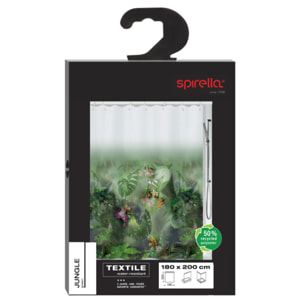 Rideau de douche Polyester JUNGLE 180x200cm Vert Spirella