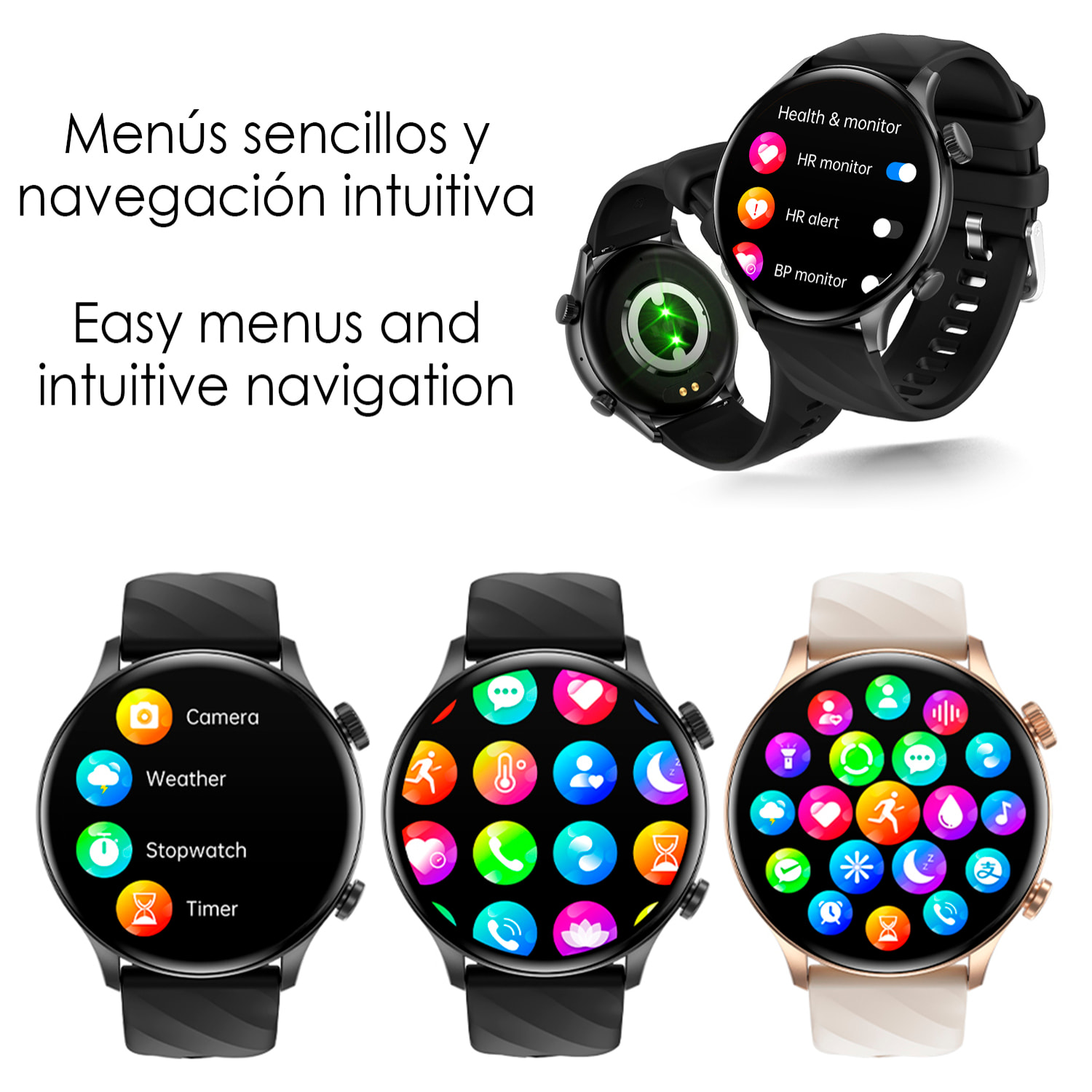 Smartwatch ZW63 con chiamate bluetooth, termometro, glucosio nel sangue e corona multifunzione.
