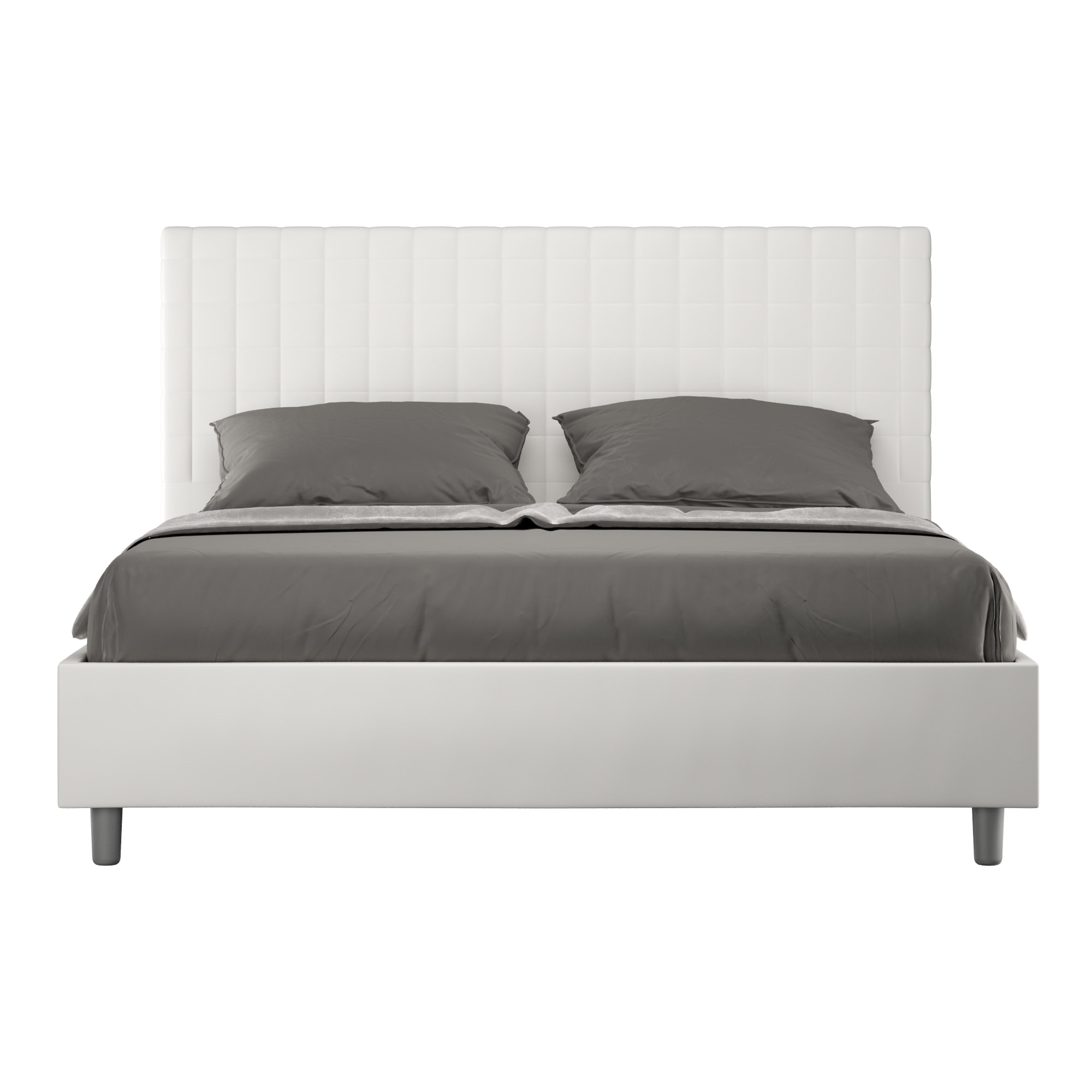 Letto matrimoniale senza rete imbottito 160x190 similpelle bianco Sunny