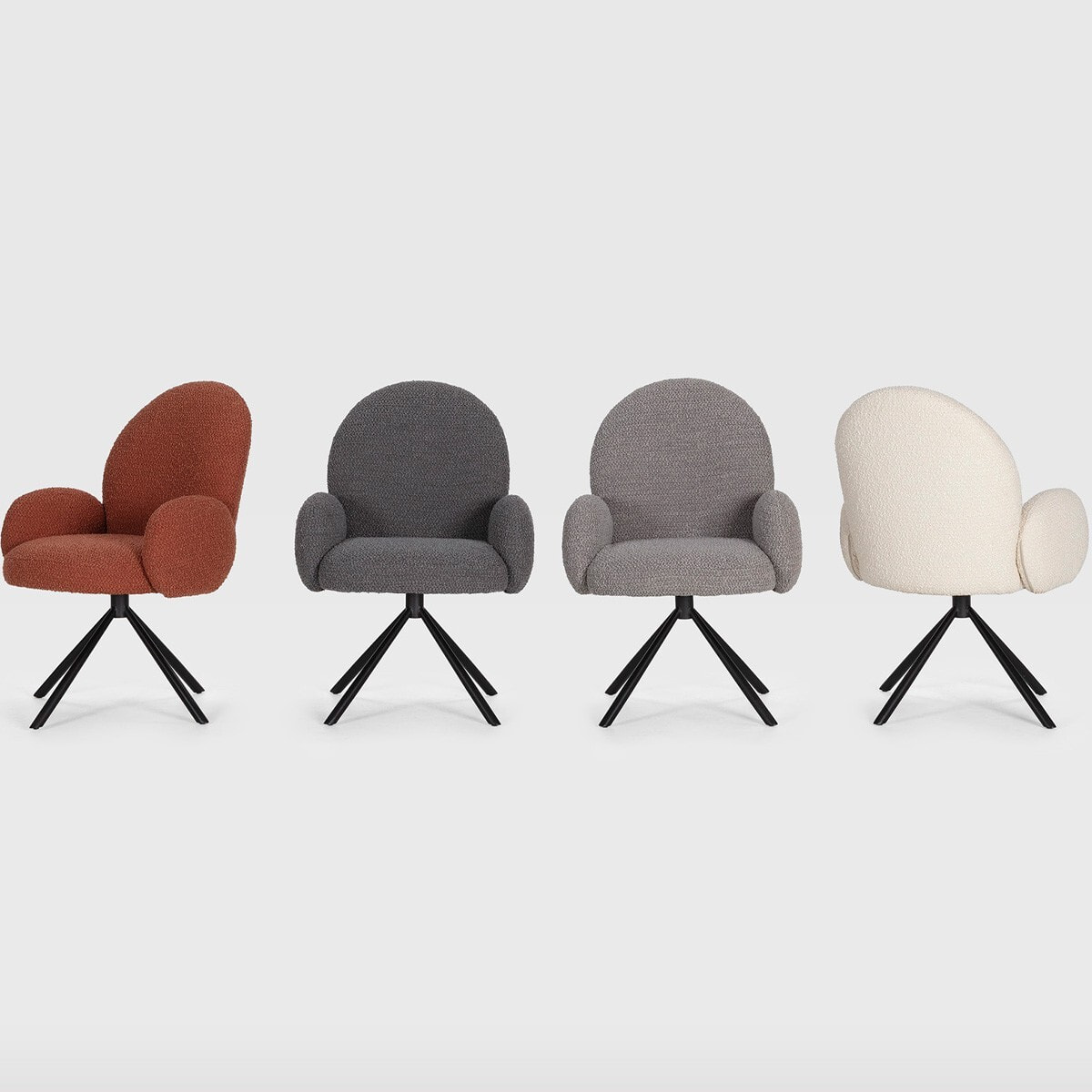 Fauteuil pivotant en tissu bouclé - OPALINE