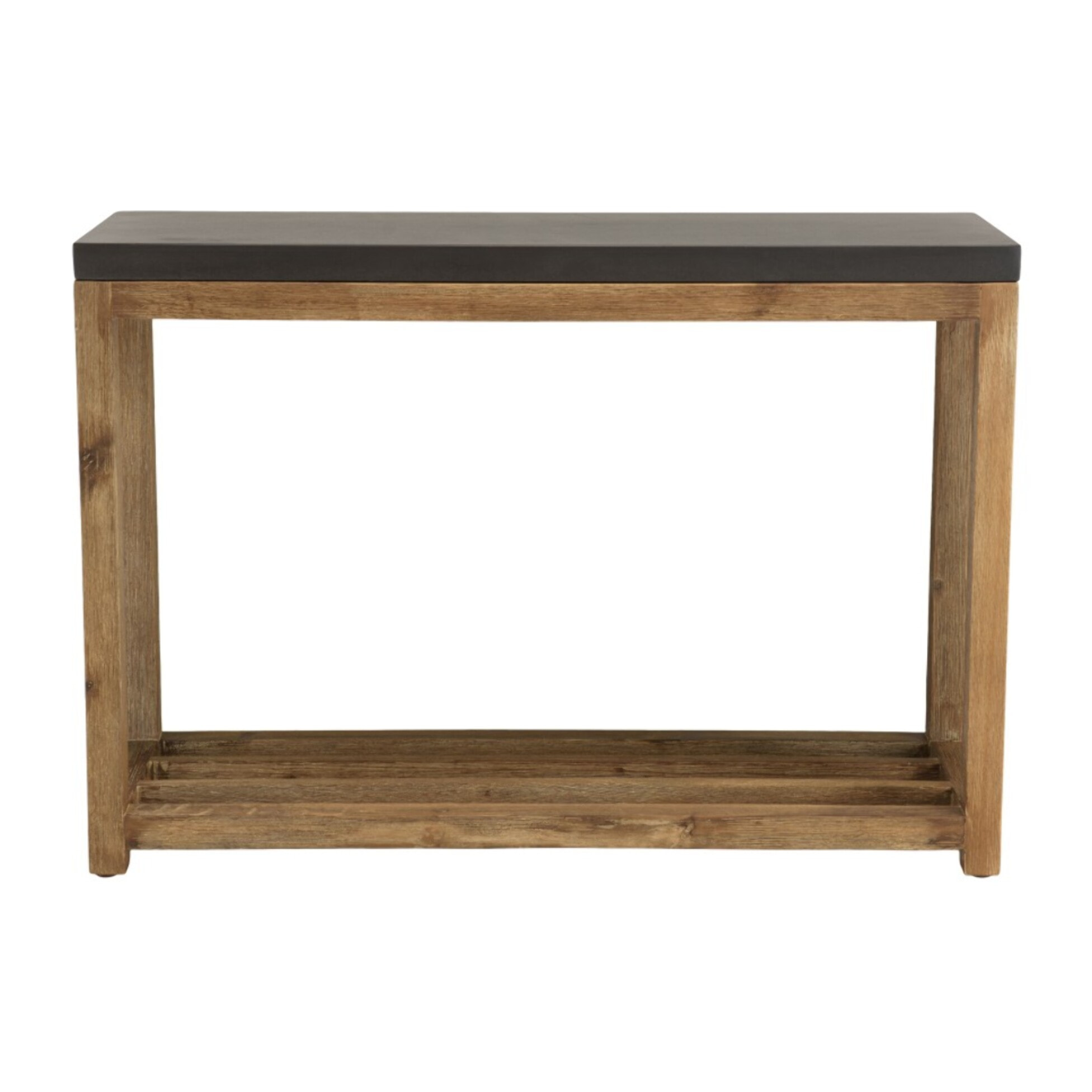 HECTOR - Console rect. PM double plateau effet béton foncé et acacia
