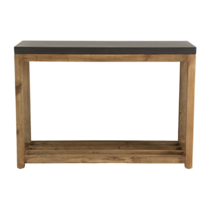 HECTOR - Console rect. PM double plateau effet béton foncé et acacia