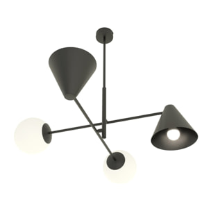Lampada a sospensione HERMES in acciaio nero opaco