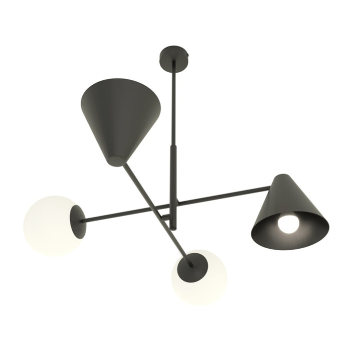 Lampada a sospensione HERMES in acciaio nero opaco