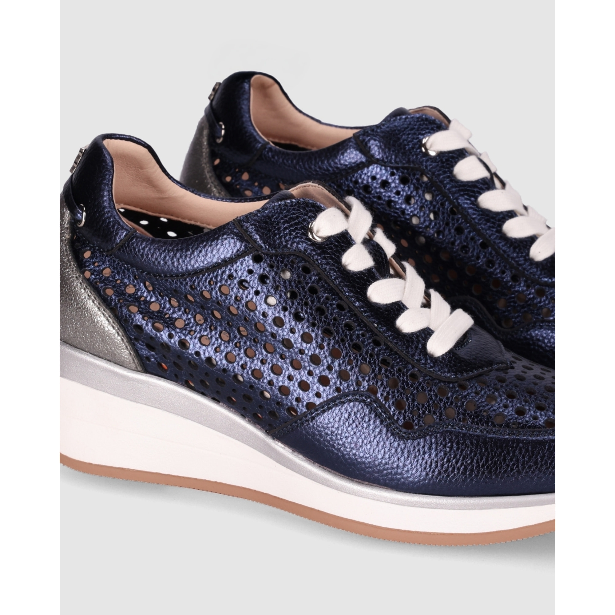 Zapatos de Piel - Marino - Tacón: 5 cm