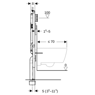 Duofix Pack Bâti-support extra-plat 114 cm UP720, gain de place + Plaque Sigma20,Noir chromé (111.796.00.1-D)