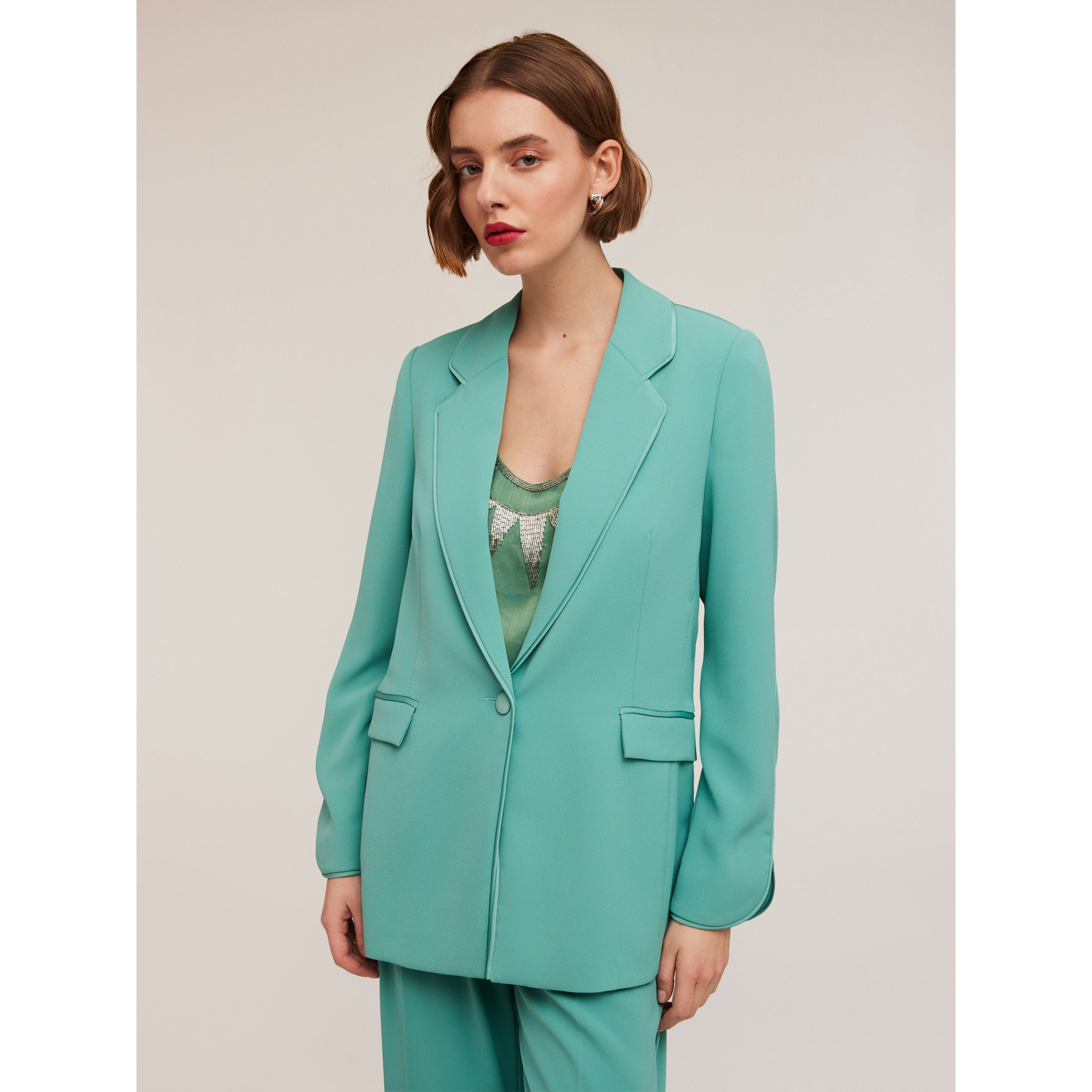 Motivi - Americana de traje con ribetes a juego - Green Water