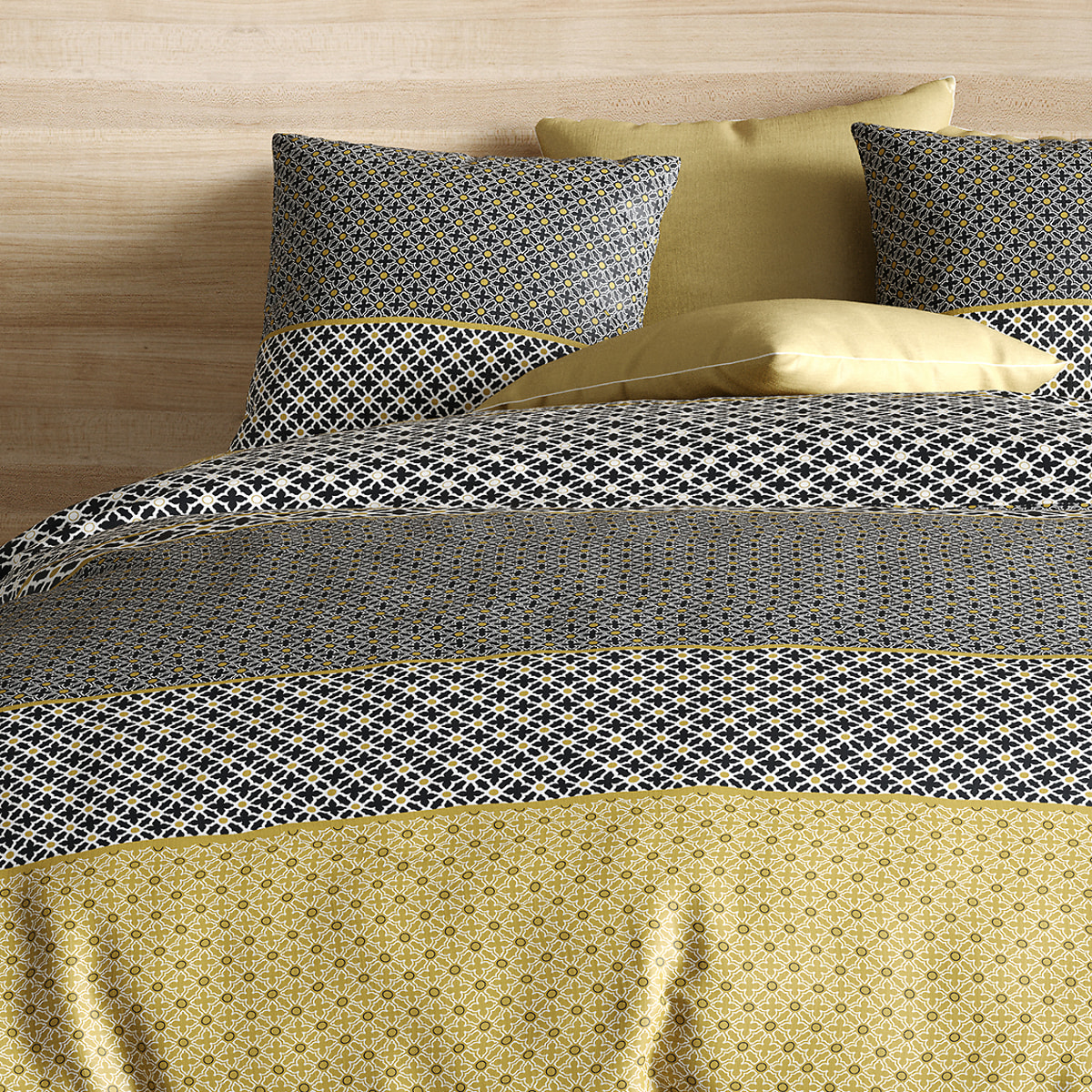 Parure Housse De Couette 3pcs avec Taies oreiller 100% coton 57fils Beho