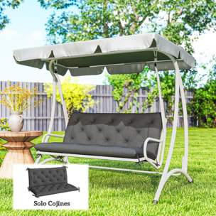 Cojín para Banco con Respaldo 120x110x12 cm Colchón de Banco de Jardín de 2 Plazas con 6 Cordones de Fijación para Columpio de Jardín Terraza Negro