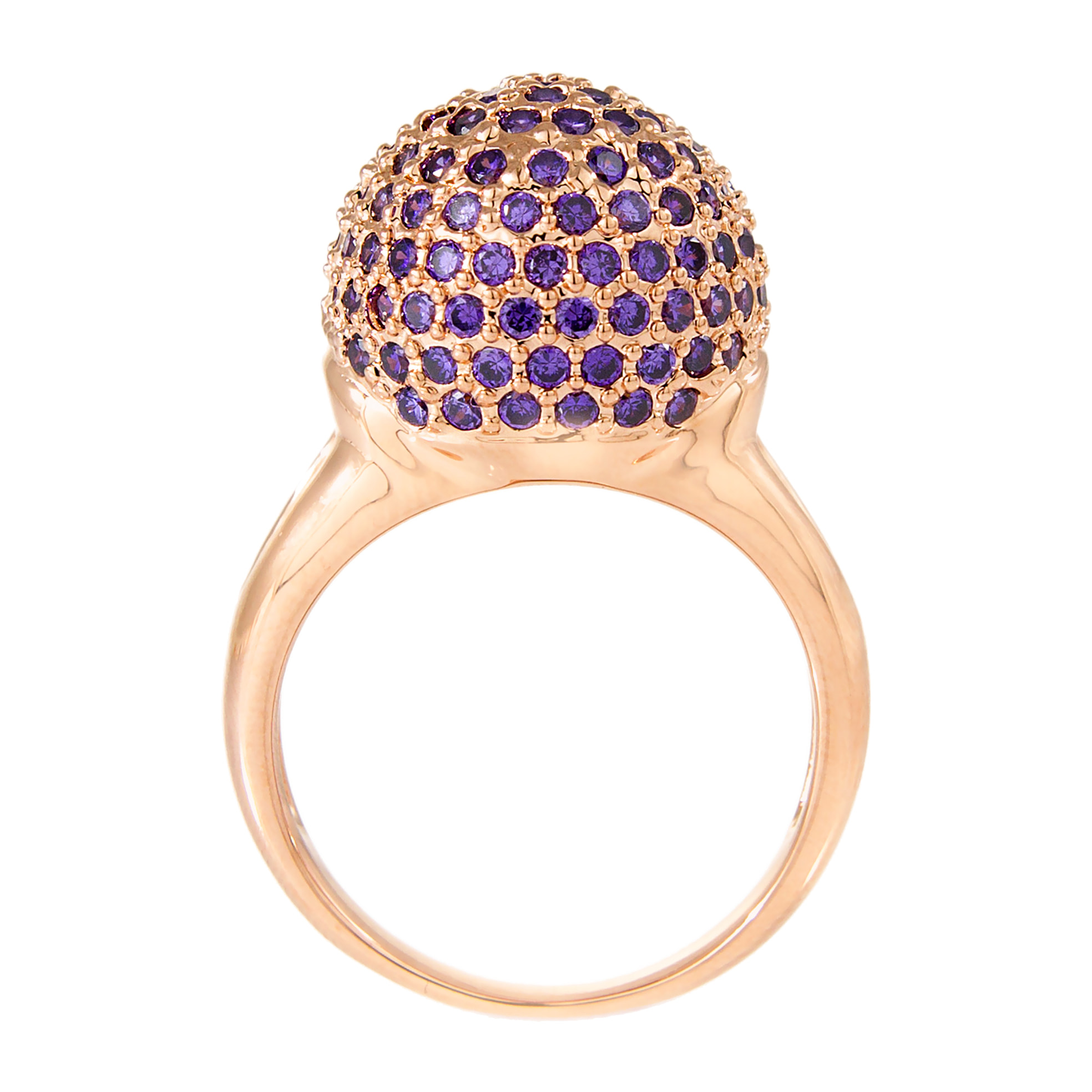 Anello Cocktail con Sfera in Pavé di Cubic Zirconia Viola