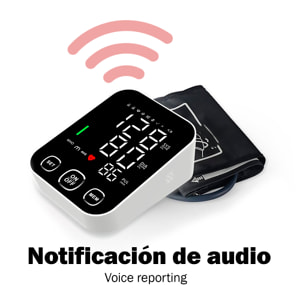 Tensiómetro electrónico S03 de brazo con avisos de voz, 198 registros de mediciones con modo de 2 usuarios.