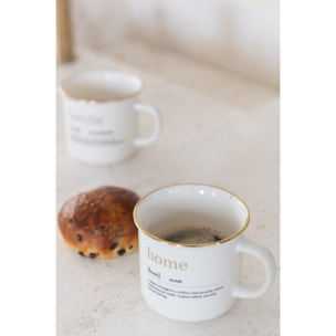 J-Line tasse Message Family Home - céramique - or - 2 pcs