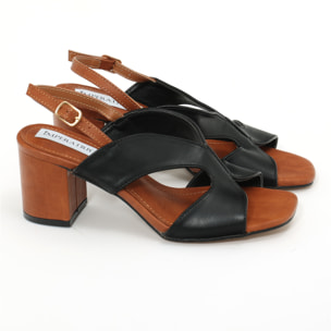 Sandali in simil pelle con tacco comodo