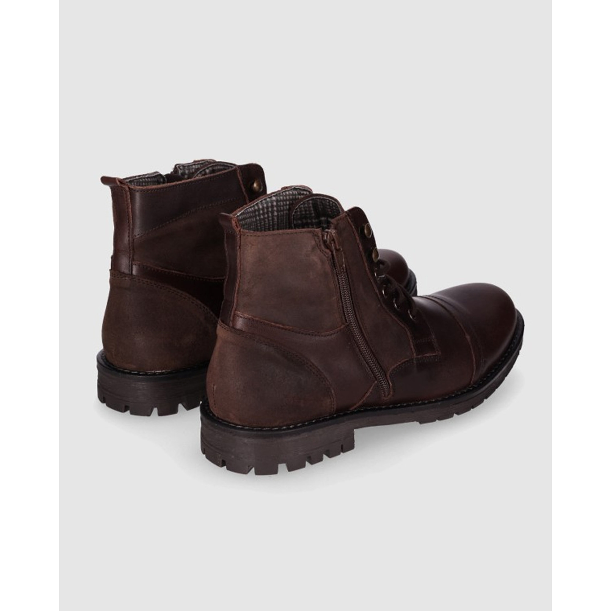 Botines de Piel - Marron - Tacón: Bajo