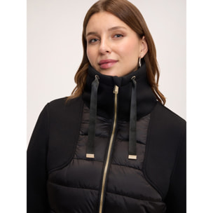 Fiorella Rubino - Plumífero bimaterial con cuello alto - Negro