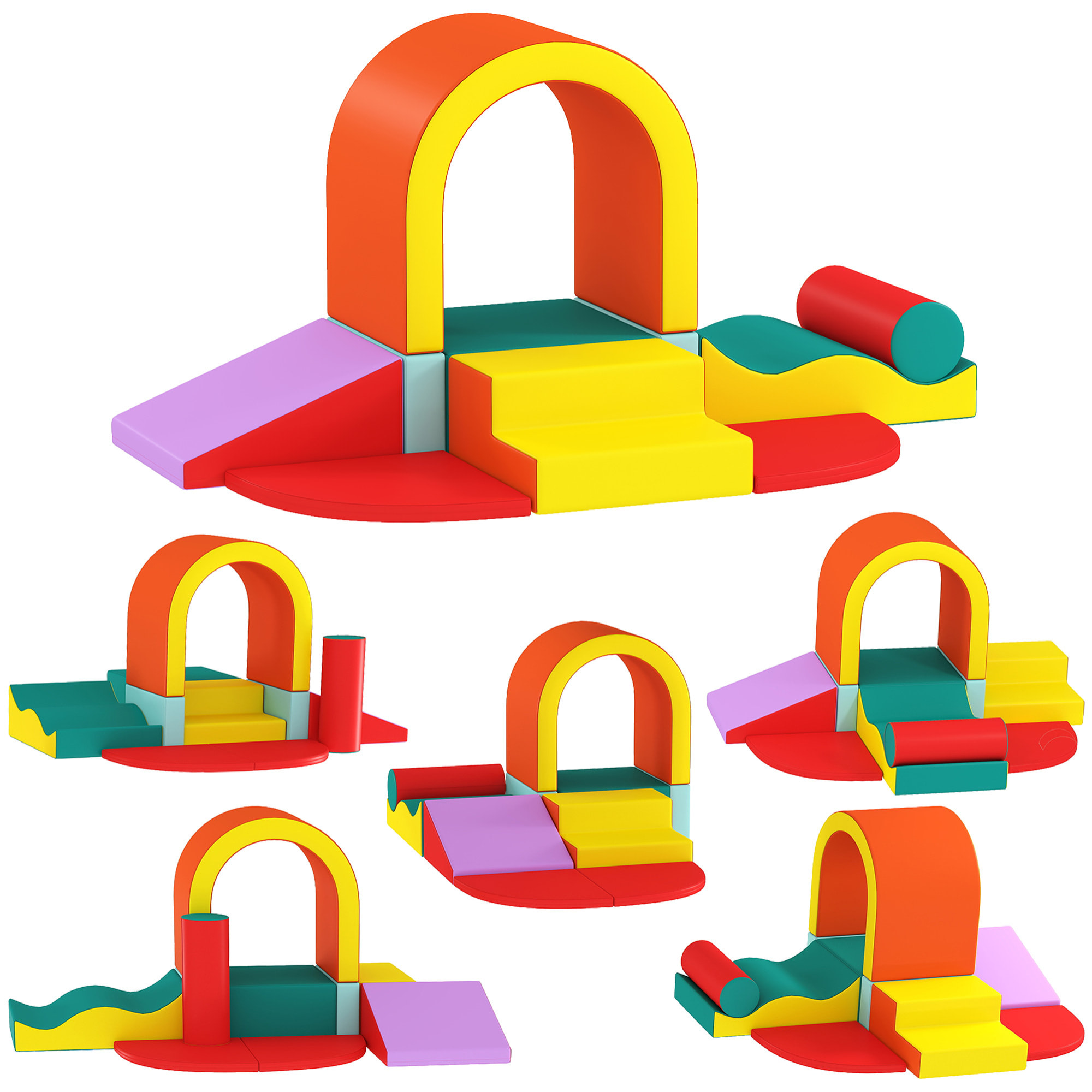 Parcours motricité bébé 10 pièces mousse EPE housse synthétique multicolore