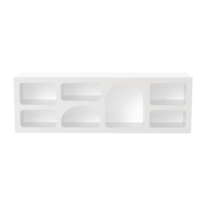 FERRY Buffet bas 7 niches design organique blanc 160x50cm