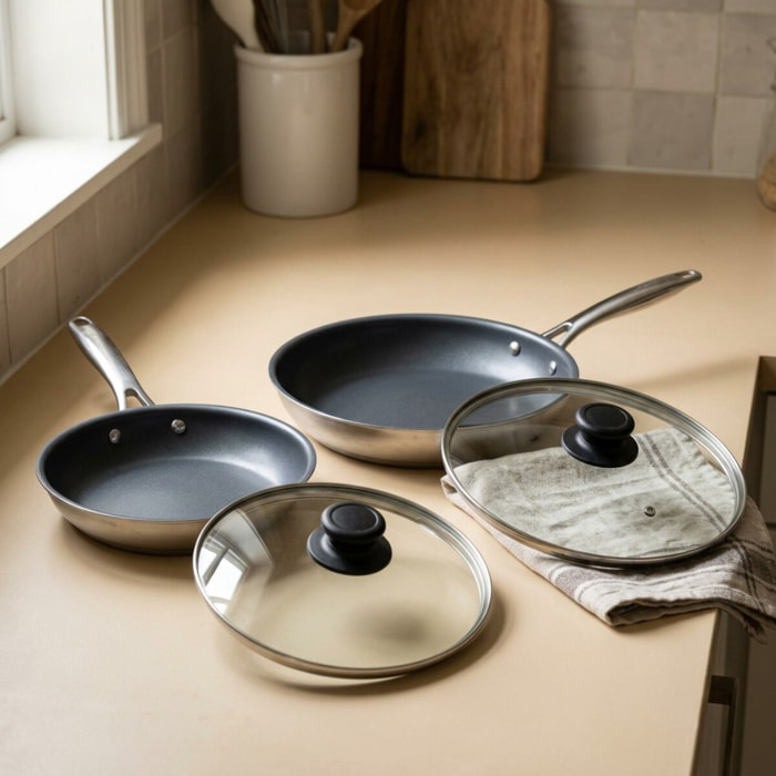 Set de 2 Poêles céramique sans PFAS et 2 couvercles Bistro Line Elo