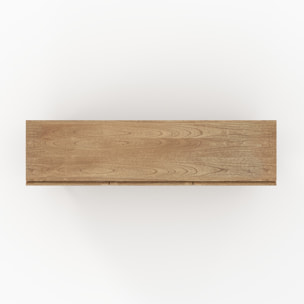 Meuble TV en bois massif de mindi et rotin 160 cm - Delya