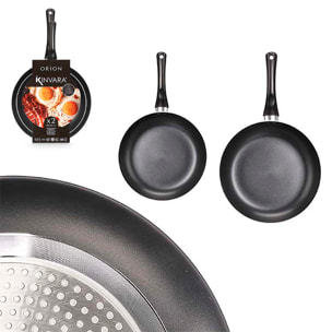 Set di 2 padelle antiaderenti in alluminio nero.
