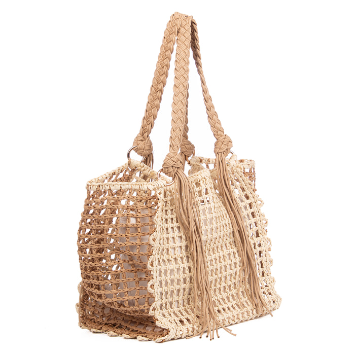 Berceto Bolso tote Mujer. Fabricado en paja trenzada.