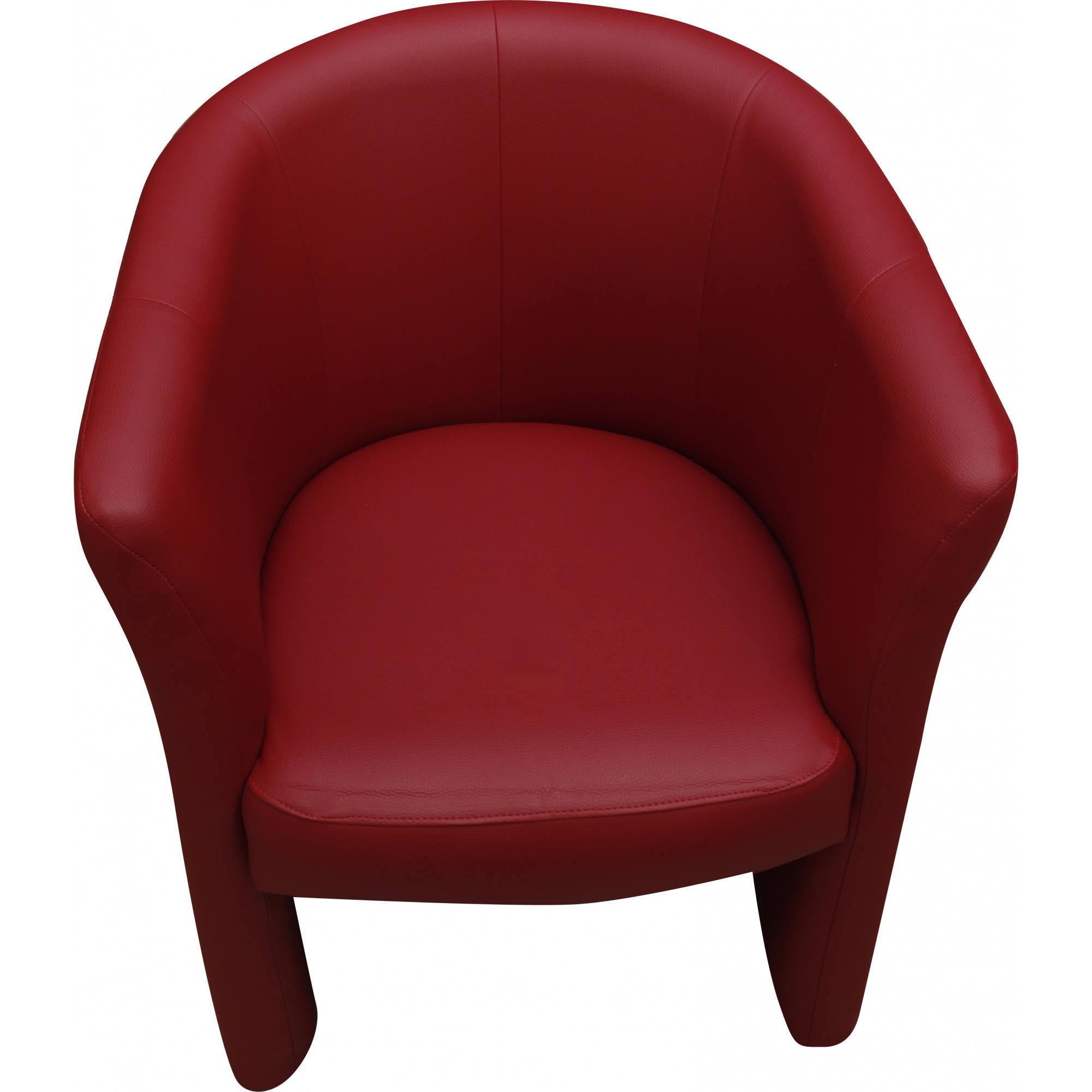 Poltrona con rivestimento in ecopelle, colore rosso, cm 65 x 78 x 60