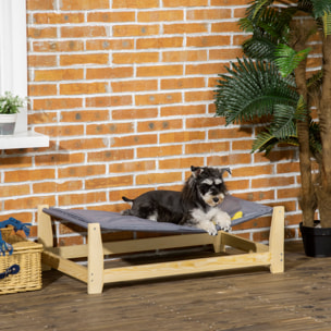 Cama Elevada para Perros con Cojín Lavable Tela Oxford Marco Madera 90x50x28cm