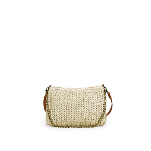 Bolso de rafia beige con cadena