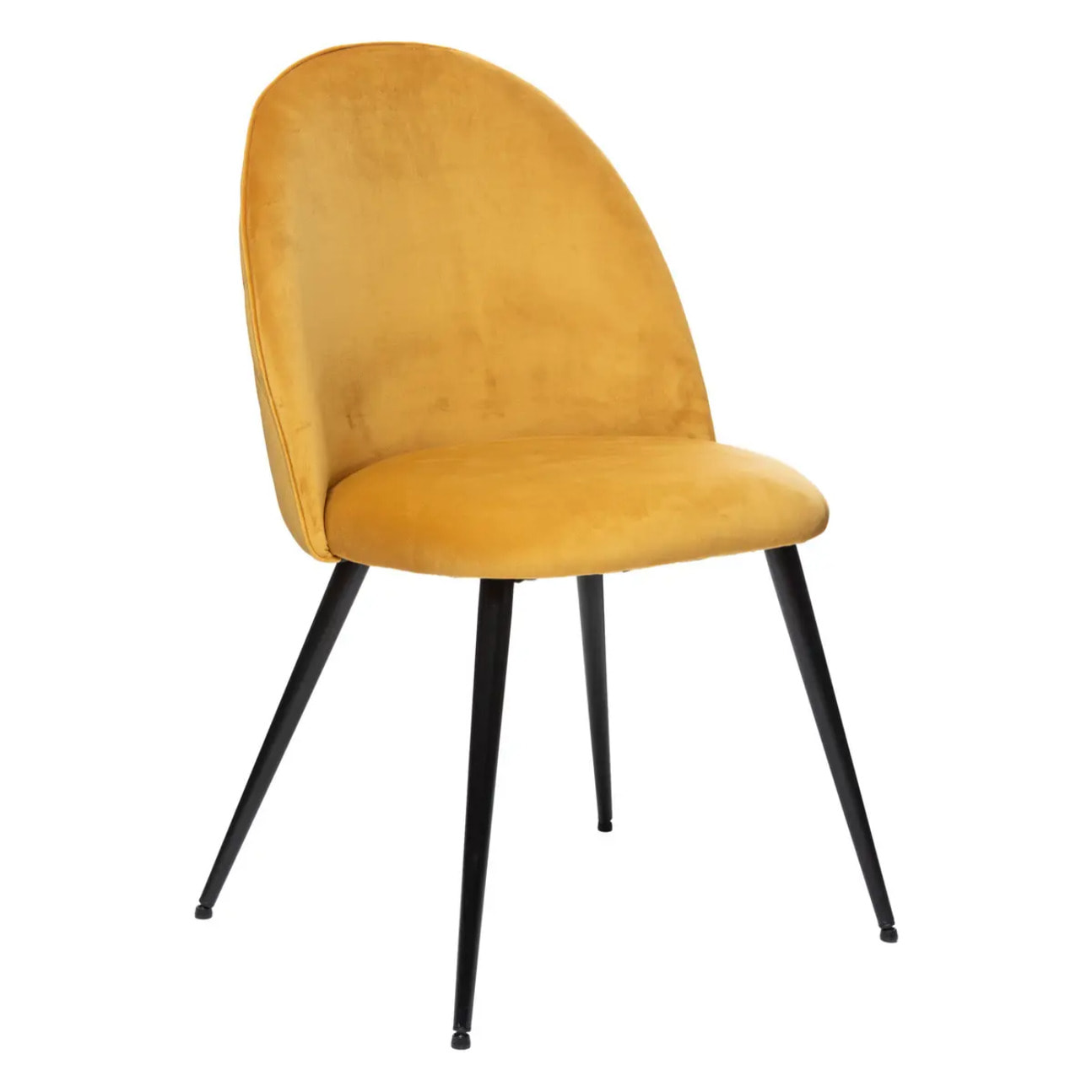 Chaise "Slano" - jaune ocre - velours - pieds métal noir