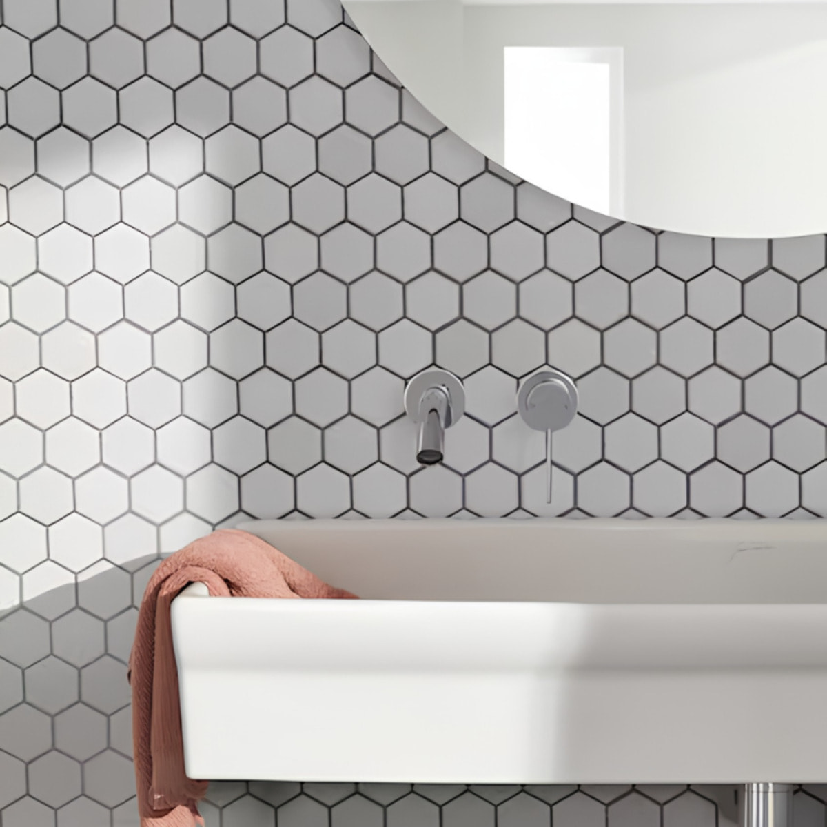 Lavabo suspendu Duo céramique blanc avec paire d'équerres réglables