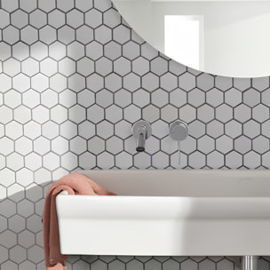 Lavabo suspendu Duo céramique blanc avec paire d'équerres réglables