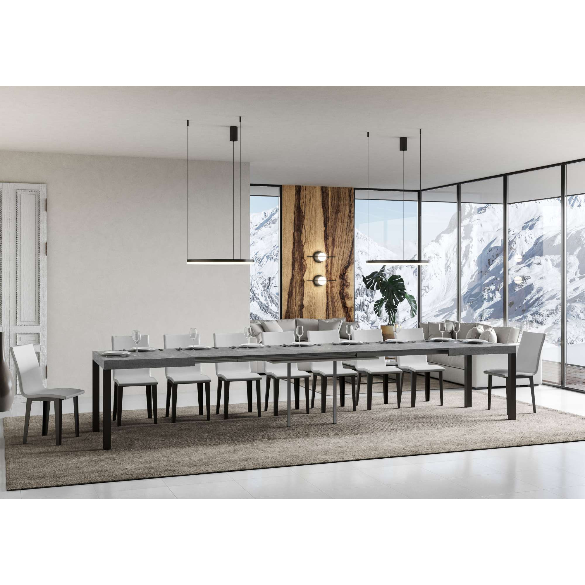 Mesa extensible 90x130/390 cm Everyday Cemento estructura Antracita