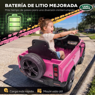 AIYAPLAY Coche Eléctrico SUV para Niños Land Rover Defender Coche de Batería 12 V Mando a Distancia 2,4G Suspensión Arranque Suave 2,7-4,5 km/h Rueda Auxiliar Luces LED Música Claxon 3-5 Años Rosa